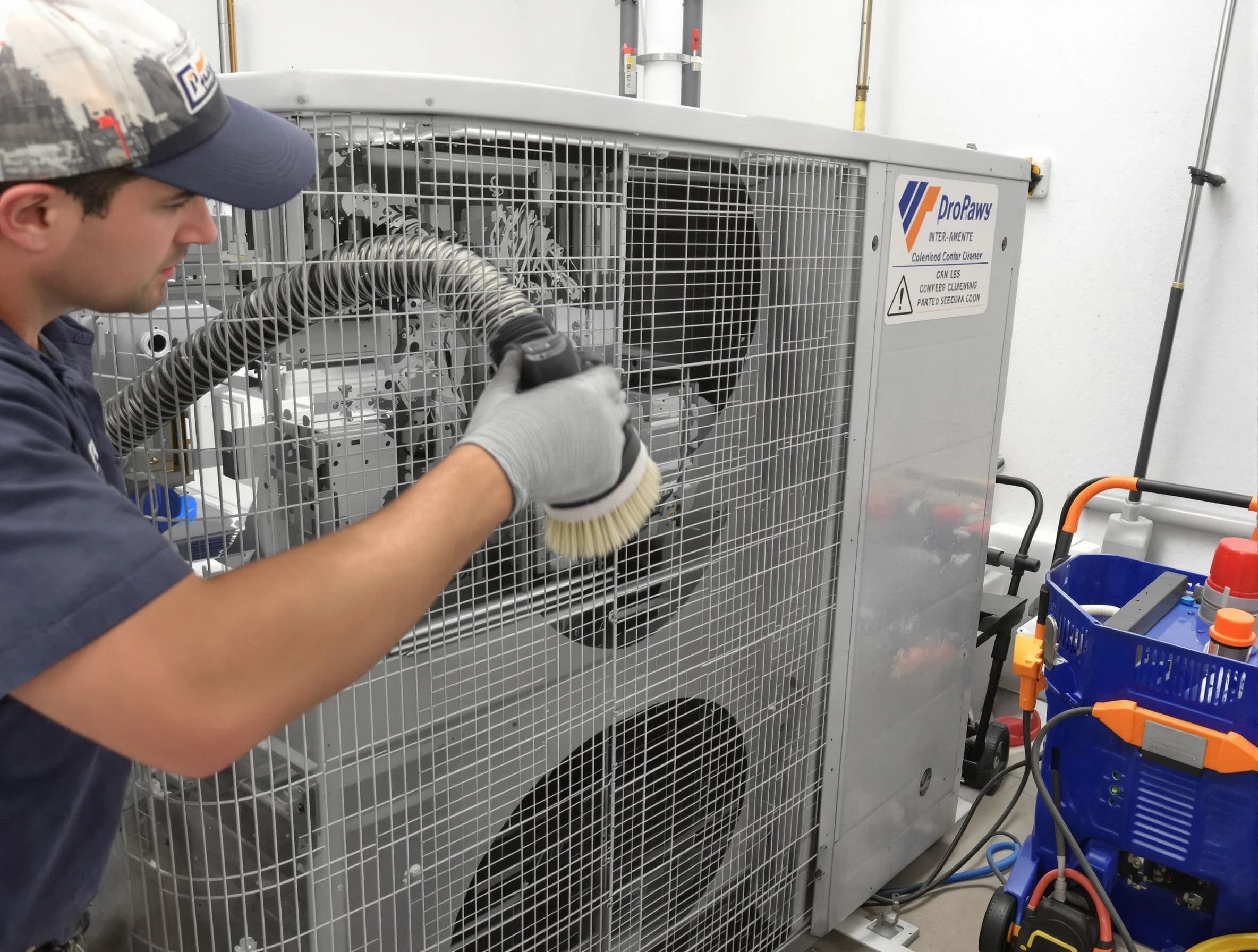 Stoughton Air Duct Cleaning specialist performing precision AC coil cleaning for improved system performance in Stoughton