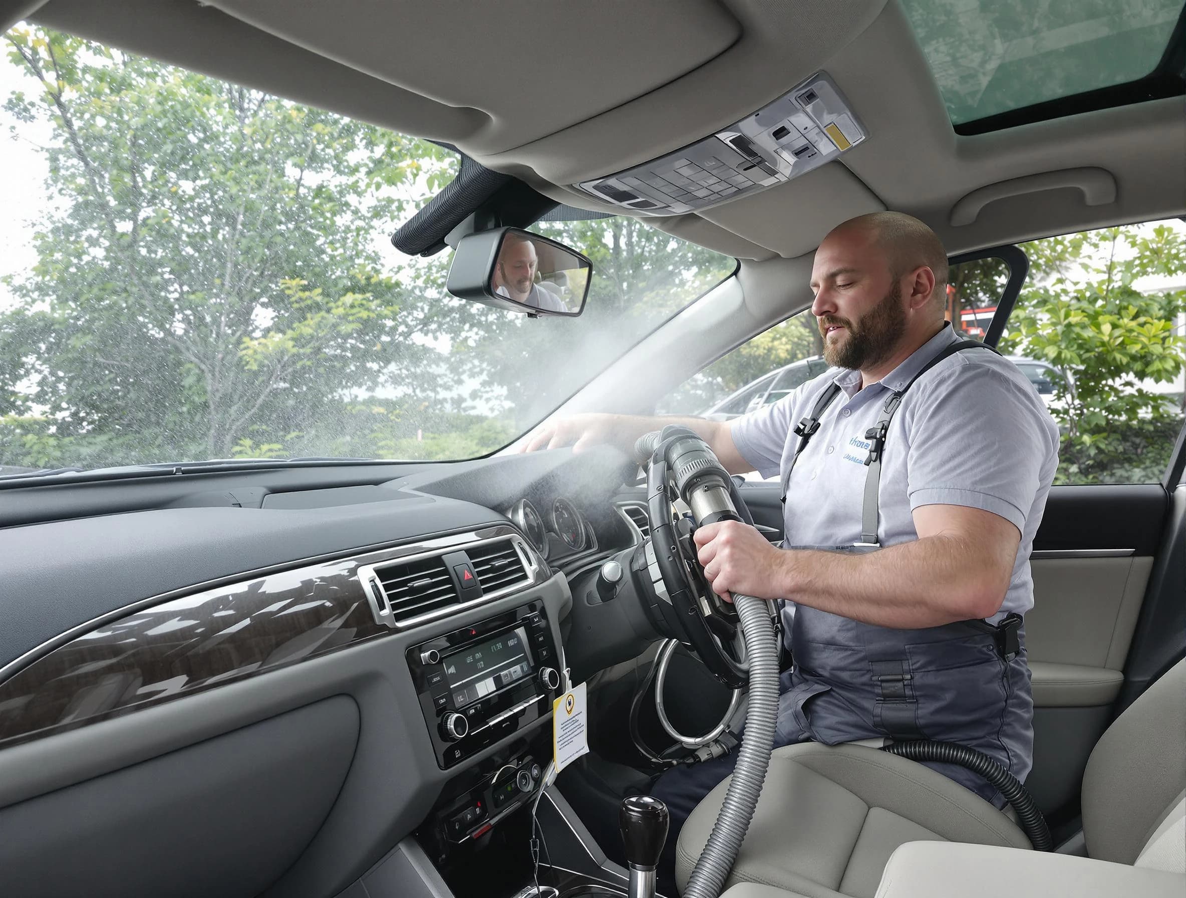 Stoughton Air Duct Cleaning specialist performing professional car duct cleaning in Stoughton